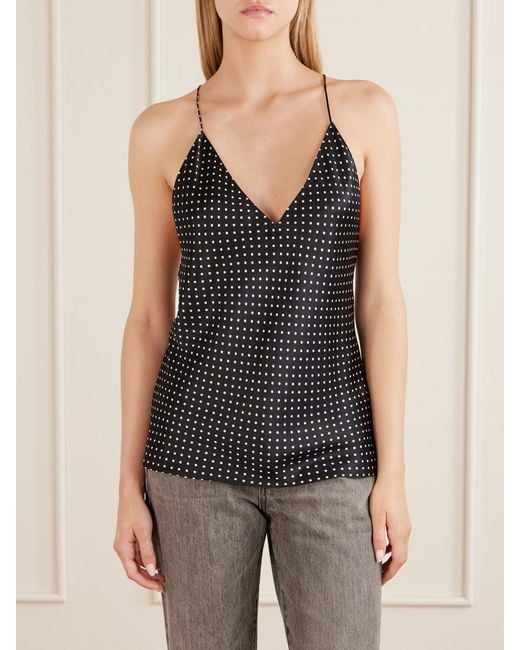 Nili Lotan Black Emile Polka-Dot Silk-Satin Camisole