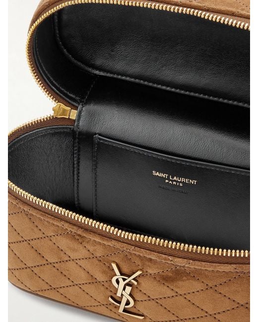 Saint Laurent Brown Gaby Vanity Mini Quilted Suede Shoulder Bag