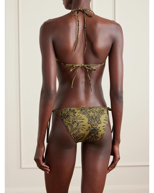 Ulla Johnson Green Maya Printed Triangle Bikini Top