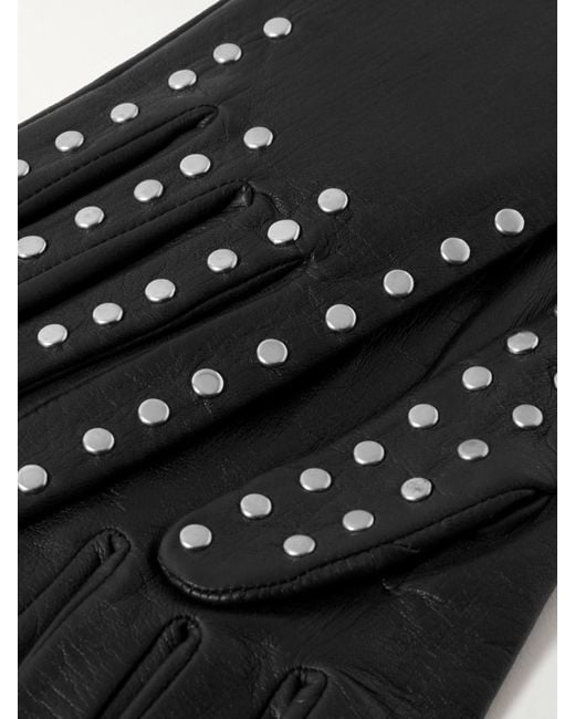 Agnelle Black Studded Leather Gloves
