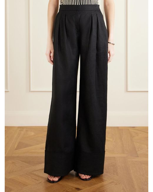 ANDRES OTALORA Blue La Promesa Linen Wide-Leg Pants