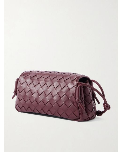 Bottega Veneta Purple Notturno Intrecciato Leather Shoulder Bag