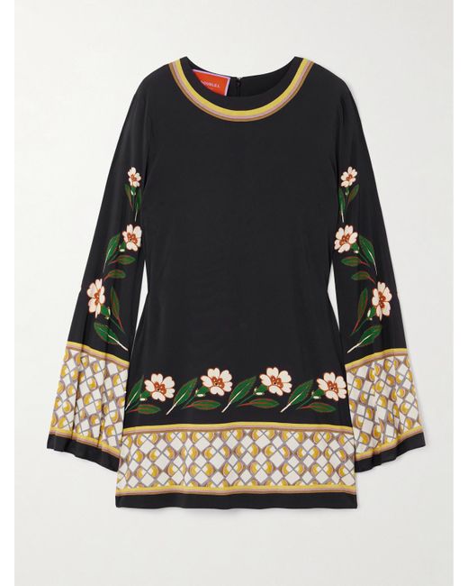 LaDoubleJ Black Icon Supremes Printed Crepe Mini Dress