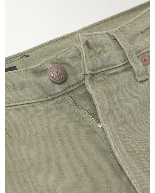 R13 Green Jane Distressed High-Rise Wide-Leg Jeans