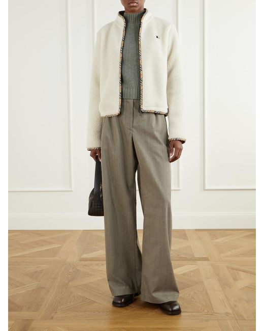 Burberry Natural Check-Trimmed Wool-Blend Plush Jacket