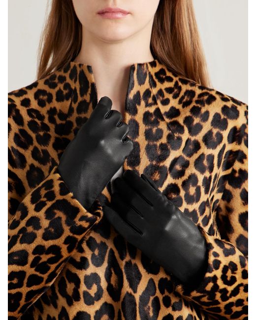 Khaite Black Remo Mid Leather Gloves