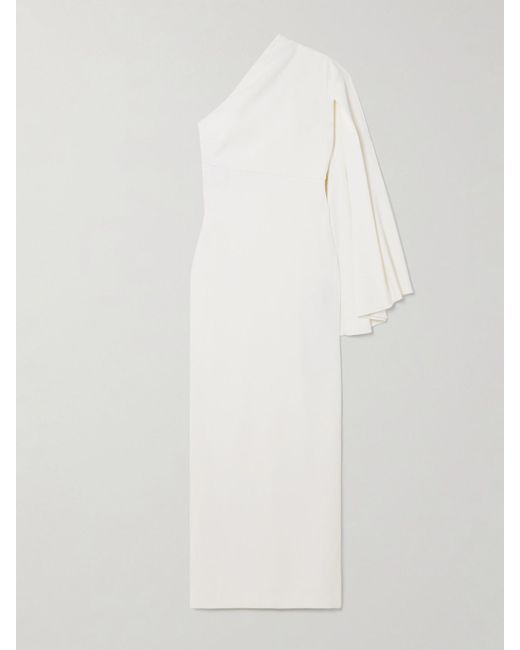 Solace London White Elisa One-Sleeve Crepe Gown