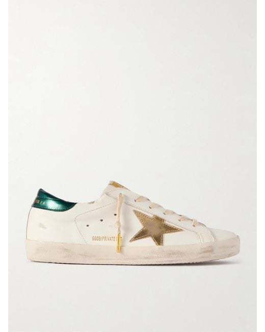 Golden Goose Deluxe Brand Natural Super-Star Distressed Leather Sneakers