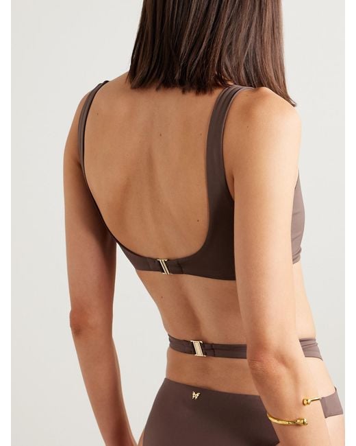 Kiki de Montparnasse Brown La Sirene Cutout Embellished Bikini Top