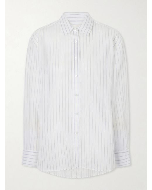 Aflalo White Brein Striped Cotton And Silk-Blend Voile Shirt
