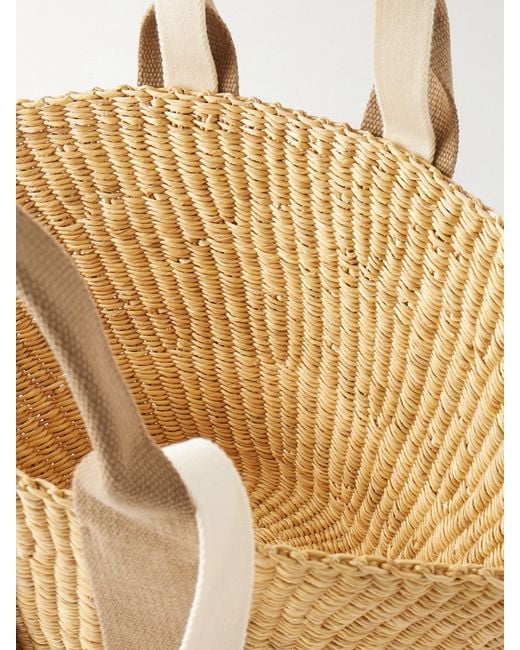 Muuñ Natural Sophie Mini Webbing-Trimmed Woven Straw Tote