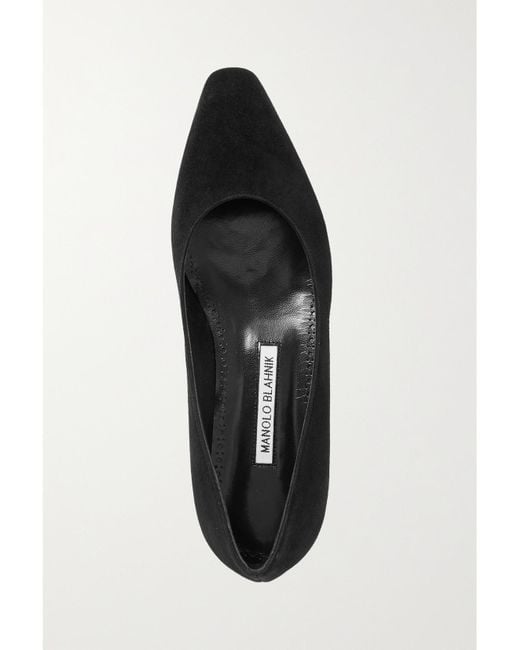 Manolo Blahnik White Gelista Suede Ballet Flats