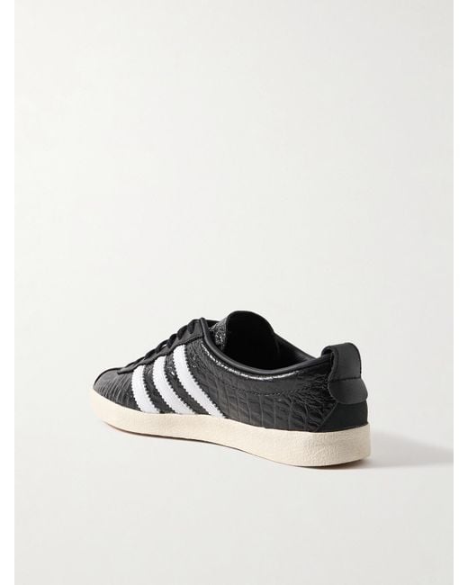 Adidas Originals Black Blanc Croc-Effect Glossed-Leather Sneakers