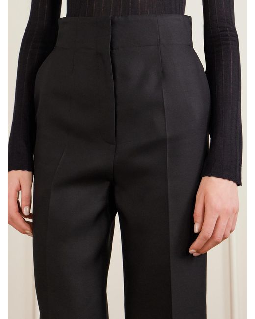 Khaite Black Raelle Wool And Silk-Blend Straight-Leg Shorts