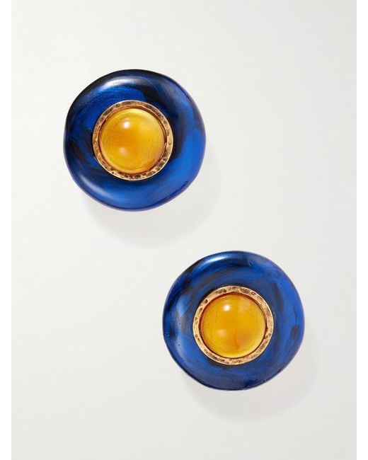 Saint Laurent Blue Embellished-Tone Earrings