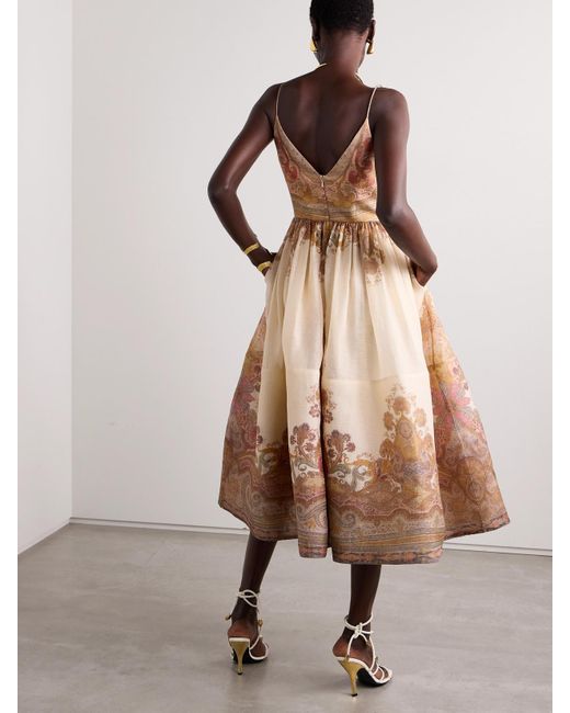 【Zimmermann】Illustration floral linen and silk minidress Zimmermann Illustration Floral Linen And Silk Minidress