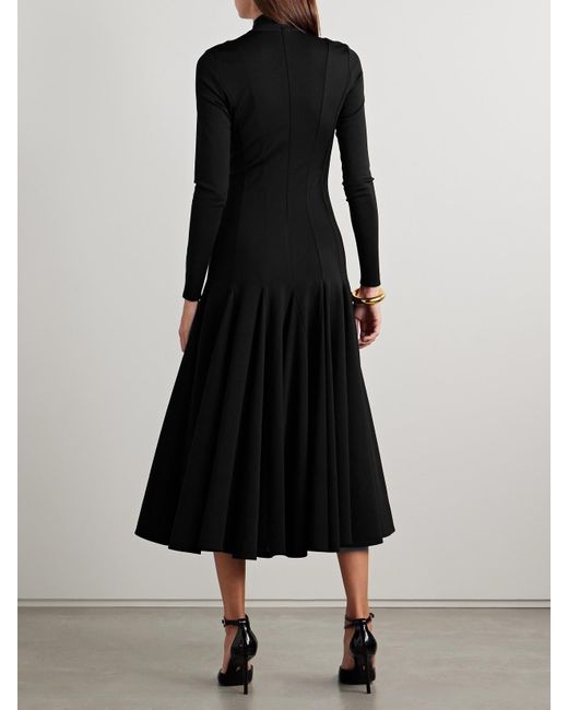 Salon 1884 Black Elodie Wool-Blend Jersey Turtleneck Midi Dress