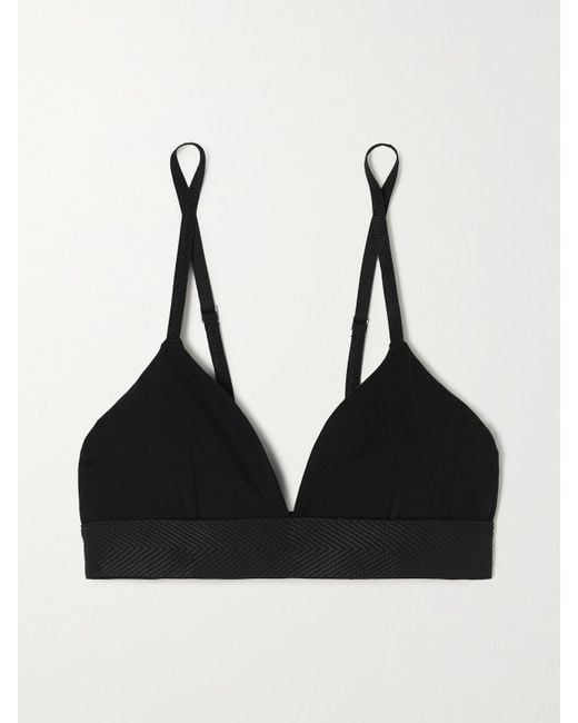 CDLP Black Net Sustain Stretch-Tencel Lyocell Soft-Cup Triangle Bra