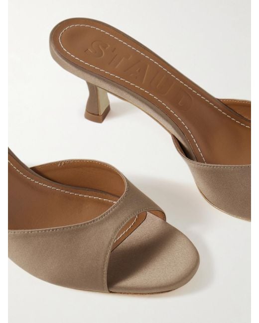 Staud Natural Brigitte Satin Mules