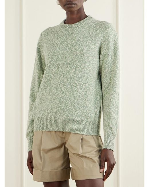 James Purdey & Sons Green Mélange Wool And Cotton-Blend Sweater