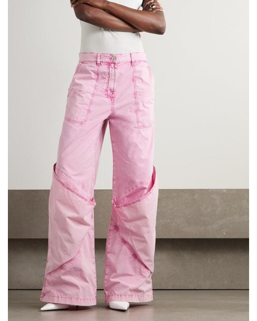 Low Rise Cuffed Jeans with Pink Vinyl Croc Panels