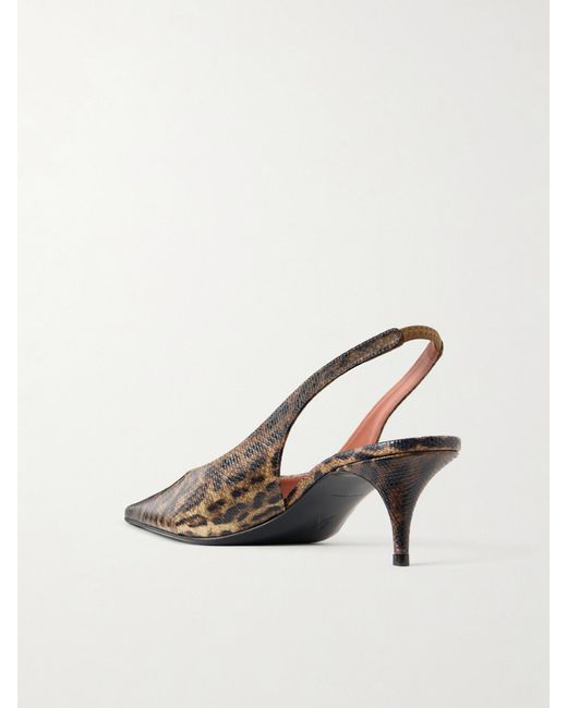 AMINA MUADDI Natural Anok 55 Snake-Embossed Leather Kitten Heel Slingback Pumps
