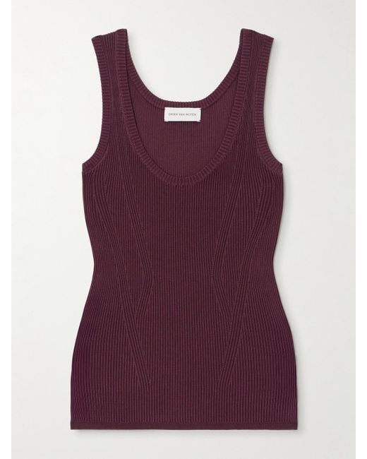 Dries Van Noten Purple Tanktop Aus Geripptem Stretch-Strick