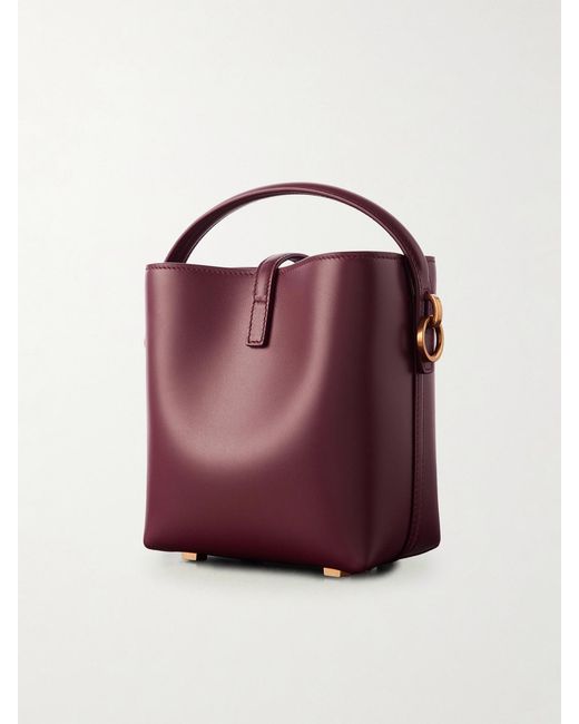 Saint Laurent Purple Le 37 Mini Leather Bucket Bag
