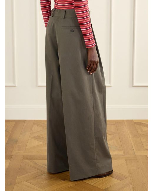 Dries Van Noten Gray Cotton-Twill Wide-Leg Pants