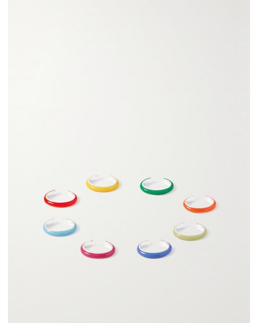 Fry Powers Pink The Complete Set Unicorn Set Of Eight Sterling And Enamel Ear Cuffs