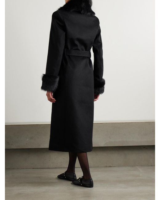 Bode Black Arena Shearling-Trimmed Wool And Cashmere-Blend Coat