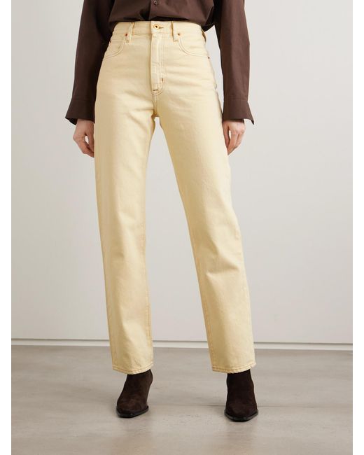 SLVRLAKE Denim Natural London Cropped High-Rise Straight-Leg Jeans
