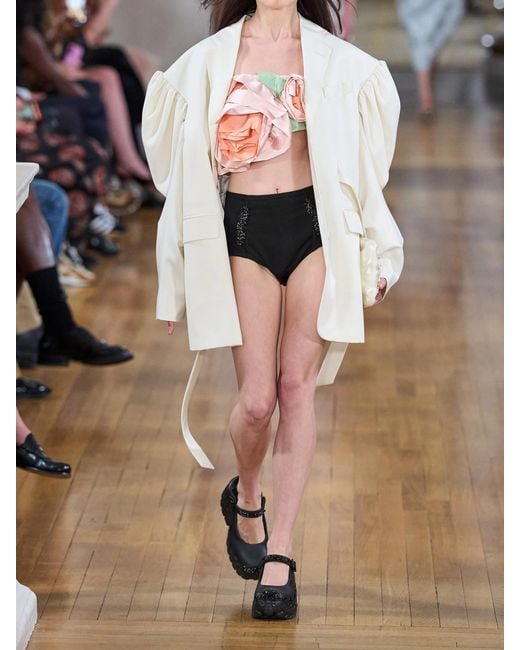 Simone Rocha Natural Open-Back Woven Blazer