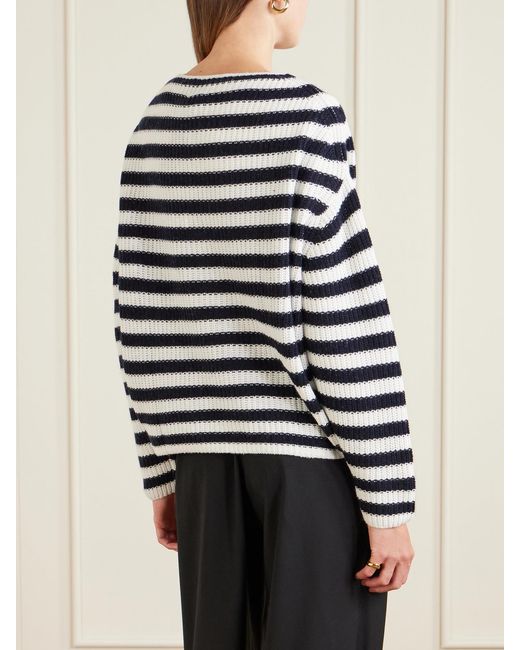 Allude Blue Striped Cotton And Cashmere-Blend Sweater