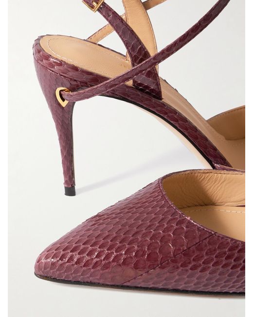 JENNIFER CHAMANDI Pink Vittorio 85 Elaphe Point-Toe Slingback Pumps