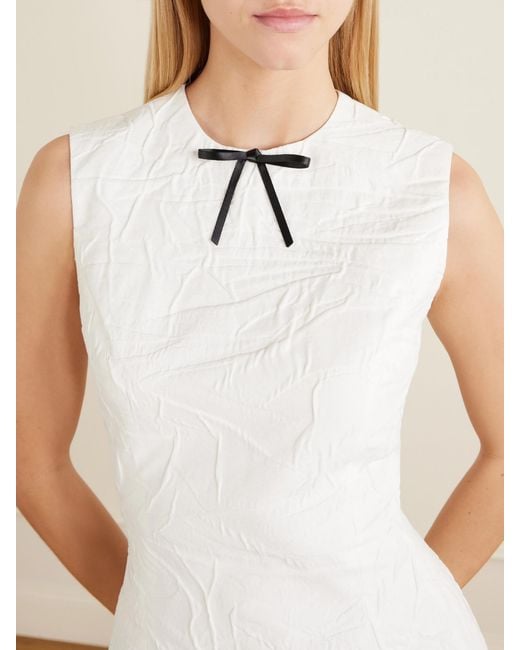 ShuShu/Tong White Bow-Detailed Cotton Mini Dress