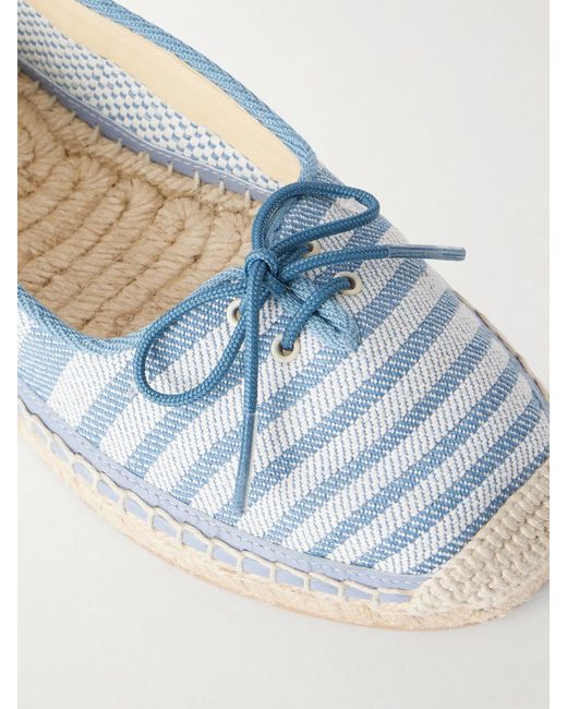 Chloé Blue Leather-Trimmed Striped Canvas Espadrilles