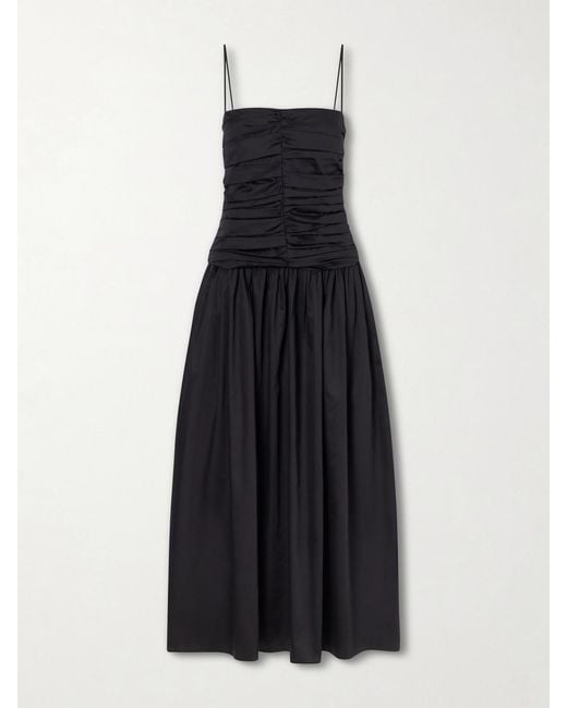 TOVE Blue Amina Gathered Organic Cotton Dress