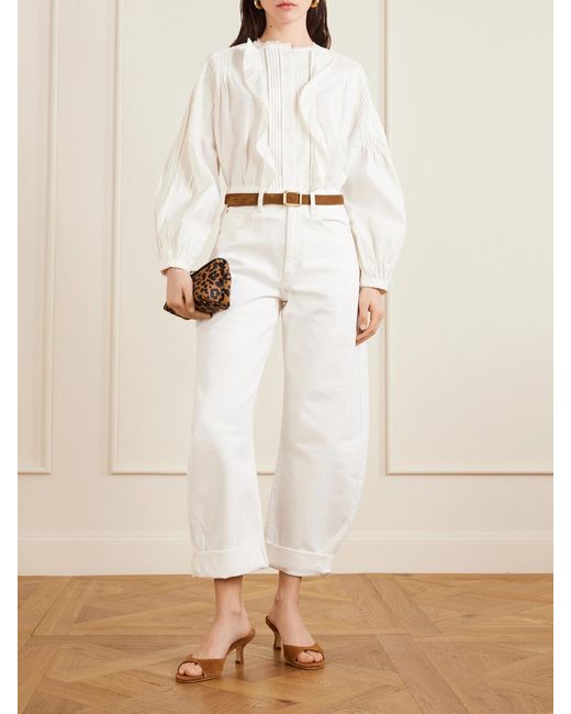 Staud Natural Brigitte Suede Mules