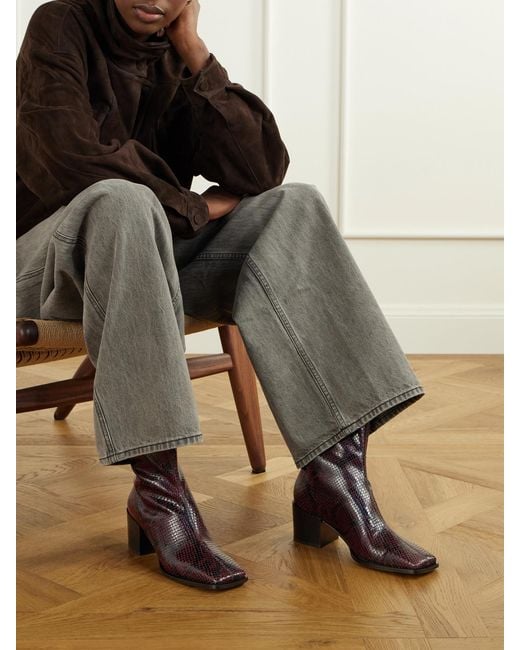 Aeyde Brown Amina Sneak-Effect Leather Ankle Boots