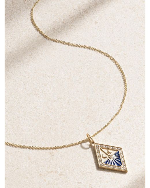 Sydney Evan Natural Sundial 14-Karat, Enamel And Diamond Necklace