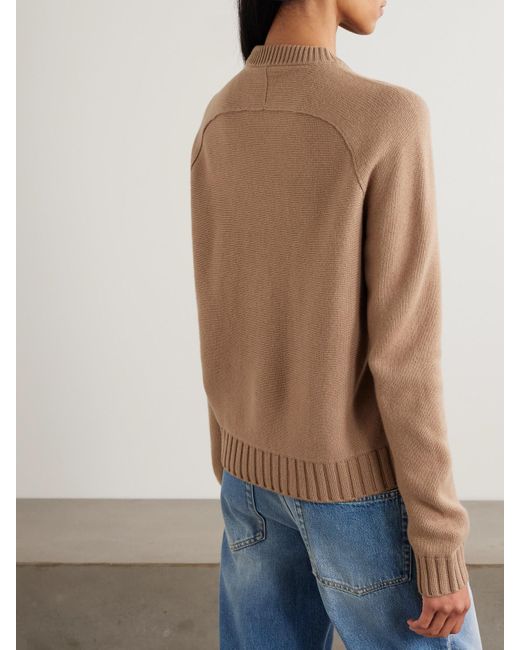Gucci Natural Pullover Aus Einer Woll-Kaschmirmischung Mit Lederbesätzen Und Horsebit-Details