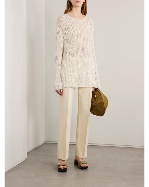 Khaite White Elowen Open-Knit Cotton Sweater