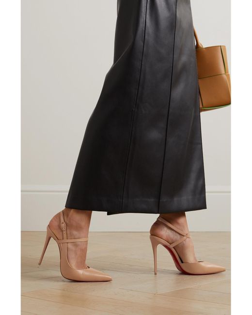 Christian Louboutin Pink Jenlove 100 Leather Slingback Pumps