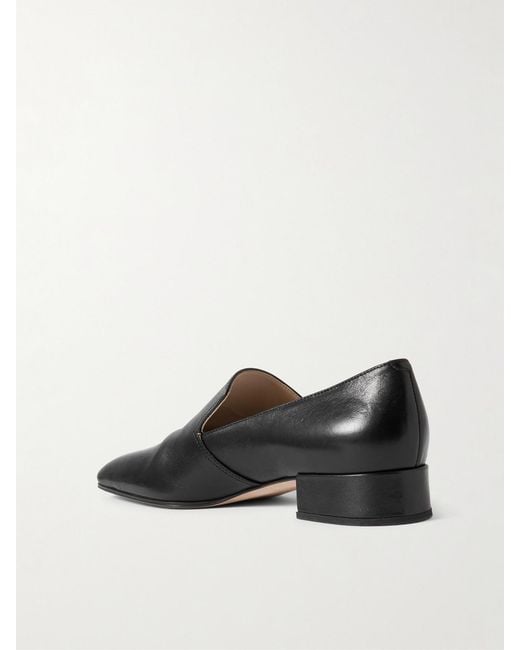 Christen Black Classic Square Leather Loafers