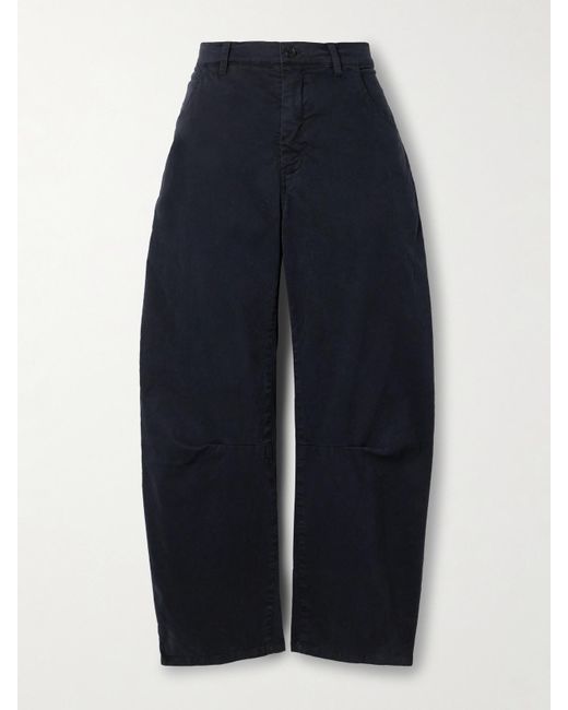 Nili Lotan Blue Emerson Cotton-Blend Twill Tapered Pants