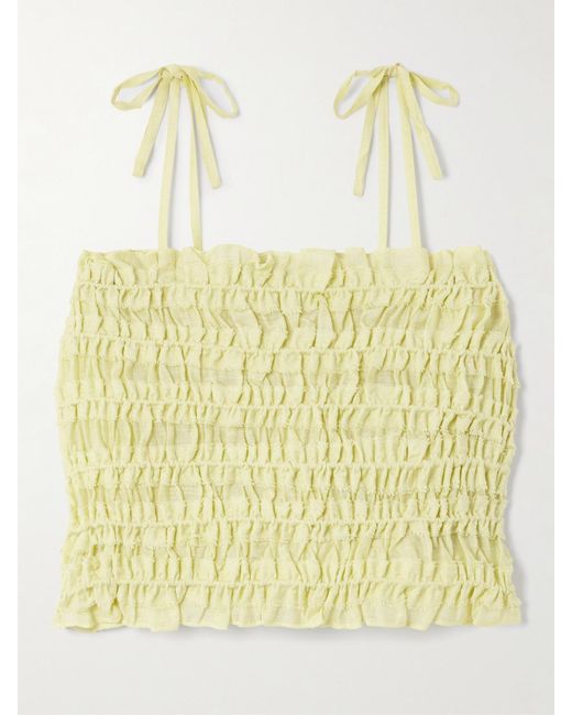 Tory Burch Yellow Ruched Strap Top
