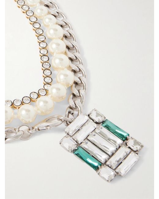 Roxanne Assoulin Natural The Eclectic Set Of Three- And-Tone, Crystal And Faux Pearl Necklaces