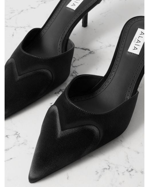 Alaïa White 55 Satin Mules