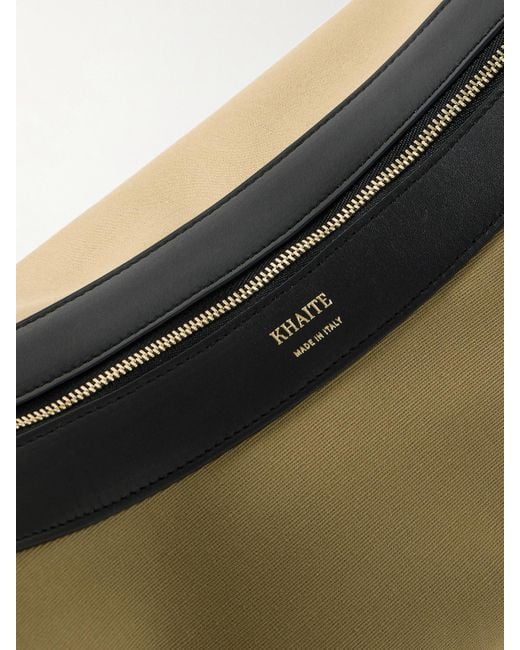 Khaite Metallic Augustina Leather-Trimmed Canvas Shoulder Bag
